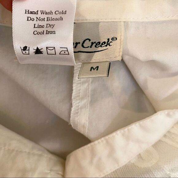 Coldwater Creek White Cotton Lace Embellished Blouse Cottagecore Medium - Picture 5 of 6